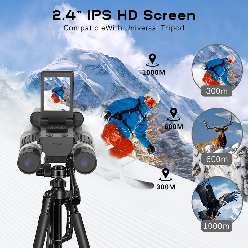 Night Vision Binoculars with 2.4" IPS Screen, 12X Zoom Digital