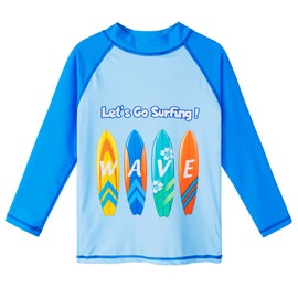 TFJH E - Traje de baño de dos piezas con protección solar UPF 50+ UV para niños, Azul (Surf Blue), 7-8 Años