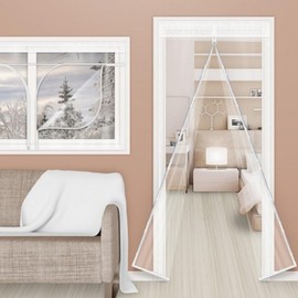 Transparent Windproof Vinyl Curtain for Front Door and Windows AG Magnetic Windbreak 100x210 2ea