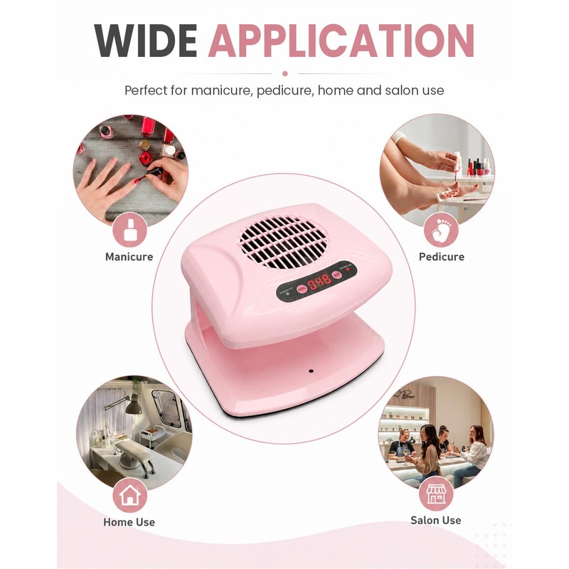 Nail Dryer Fan, 300W Nail Fan for Regular Polish, Pink