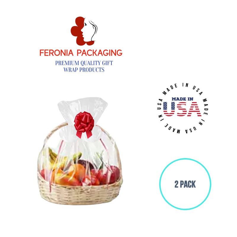Feronia Packaging Gift Wrap Round Bottom Cellophane Bags 2 Pack
