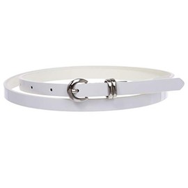 1/2" inch Patent Leather Skinny Belt, White | M/L - 36"