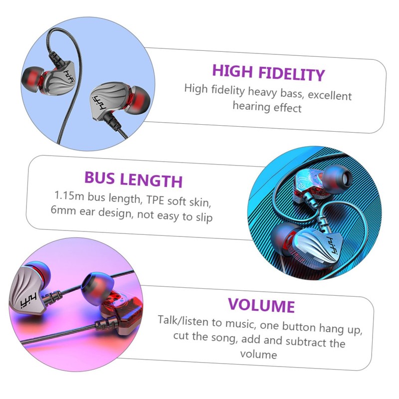 SHOWERORO 1pc Ear Bass Headphones with Microphone Wired Earphones for