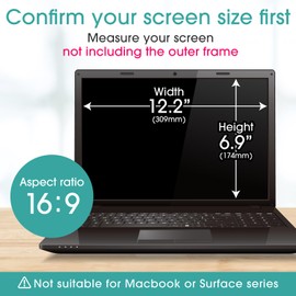 BELLEMOND 14 Inch 16:9 Laptop Privacy Screen Filter - Computer Monitor Privacy Shield with 3 Types of Installation - Reversible Anti-Slip Screen Protector with Anti Glare & Blue Light Reduction - 1PC