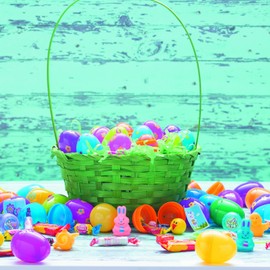 Fun Express Candy Filled Easter Eggs Bulk 24 Pack - Pre-Filled Plastic Eggs with Assorted Sweet Treats for Easter Egg Hunt | Colorful Spring Party Supplies for Kids & Family Celebrations