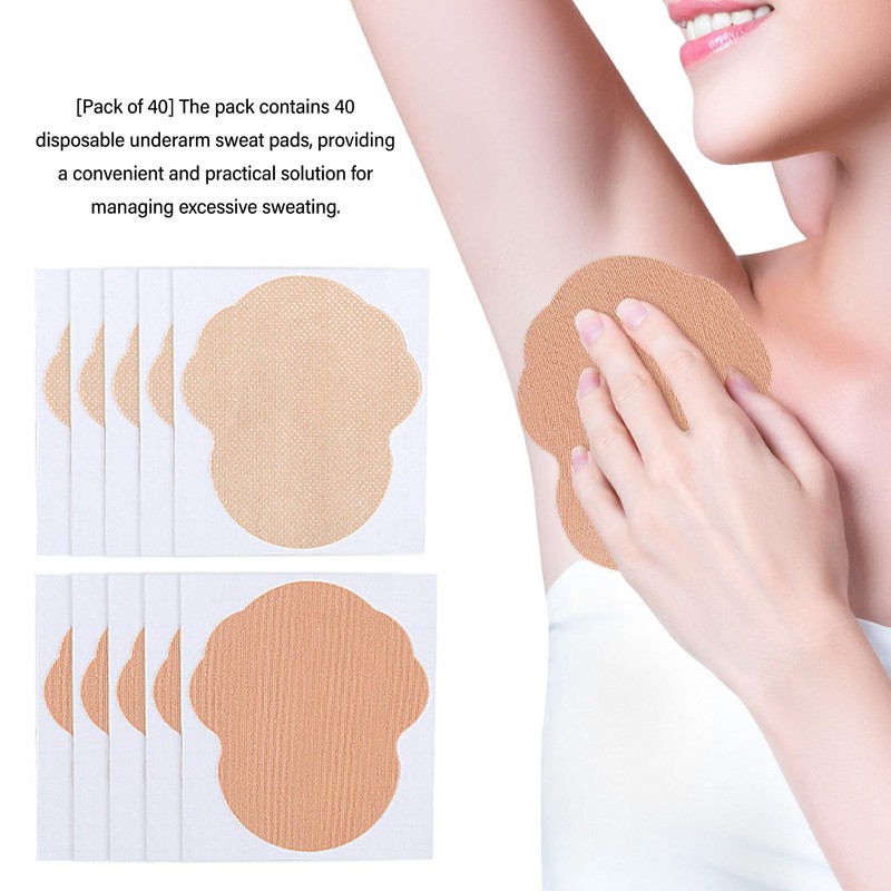 40 Pcs Underarm Sweat Pads Superior Absorption Breathable Armpit Antiperspirant
