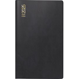 rido/idé Pocket Diary Model M Planner (2025), 2 Pages = 1 Month, A6, 32 Pages, Plastic Cover, Black
