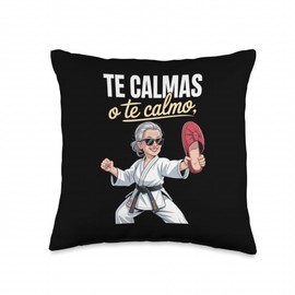Funny Te Calmas Calmo Abuela Chancla Humor Saying Women Mom Throw Pillow