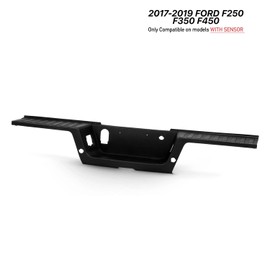 AKKON - Fits 2017 2018 2019 Ford F250/F350 Super Duty Black Finish Rear Center Bumper Top Step Pad w/Parking Aid Sensor Holes