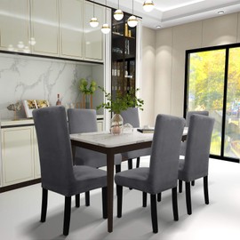 JIVINER Velvet Dining Chair Slipcover High Stretch Chair Covers for Dining Room Removable Parsons Furniture Protector for Hotel, Party, Restaurant (2PCS, Gray)