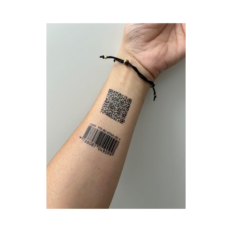 2 Sheets Temporary Barcode Tattoo QR Code Tattoo Barcode Tattoo