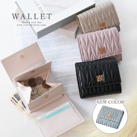 Alto Rose Trifold Wallet, Compact, Cute, Mini Wallet, Women's, Quilted, Black