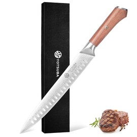 YOTSUBA Carving Knife for Meat, 10" Slicing Knife, High Carbon Steel Brisket Knives with Ergonomic Handle, Butcher Breaking Knives for Chopping Vegetable and Cooking