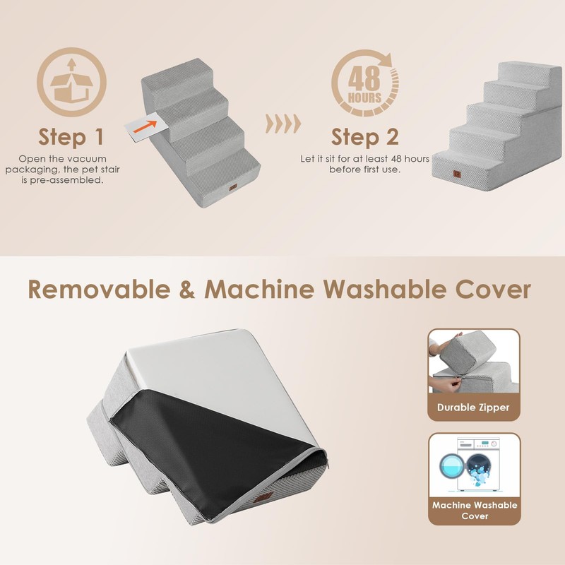 EHEYCIGA Dog Stairs for High Bed 22.5" H, 5-Step Dog