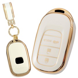 ontto Car key cover fit for 2022 2023 2024 Accord Civic HR-V CR-V Pilot Sport SI EX EX-L key holder Smart case keyring key chain TPU Shell bag Accessories 3 buttons Beige B