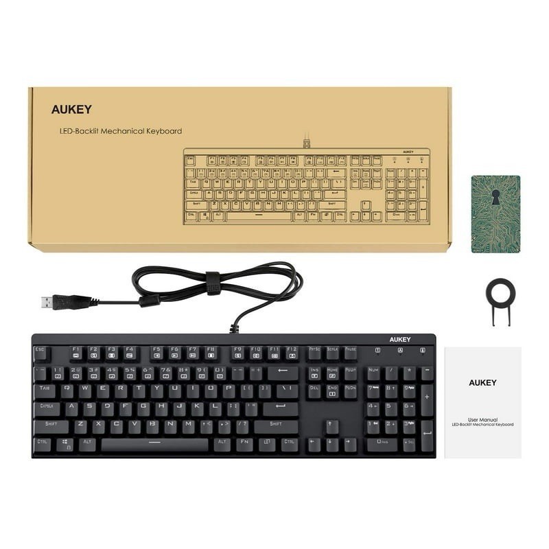 AUKEY KM-G6 Wired Keyboard Mechanical For Windows Gaming PC 104