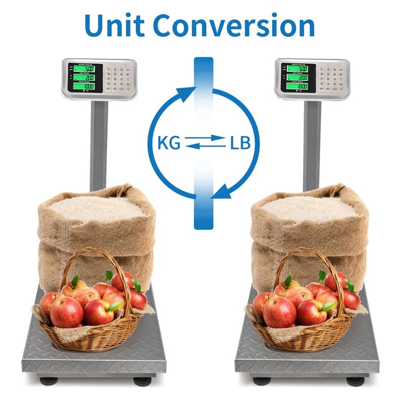 TUFFIOM 661lbs Electronic Industrial Commercial Platform Scale,Stainless Steel High-Definition LCD