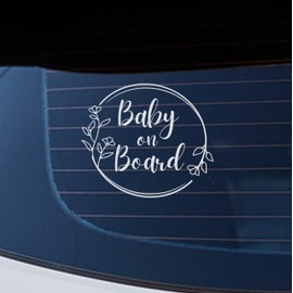 Baby on Board Signs for Car, 6.5 x 6 Baby on Board, Waterproof and UV-Resistant Baby on Board Sticker, Durable Baby Sign for Safety Awareness, Easy to Apply for Window or Bumper