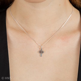 Children's Sterling Silver Celtic Cross pendant Necklace on 15" chain - SIZE: SMALL: 10mm x 14mm Gift Boxed - INCLUDES SHORT SILVER CHAIN 8092/15