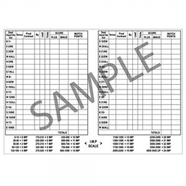 Simon Lucas Bids and Conventions Duplicate Score Cards - Set of 100