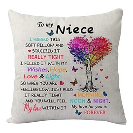 KHLOY Niece Cushion Cover Gift,Funny Niece Pillow Cover For Birthday Christmas Anniversary Graduation Niece Gift From Auntie Uncle Reminder Pillowcase Home Decoration 18"x 18"