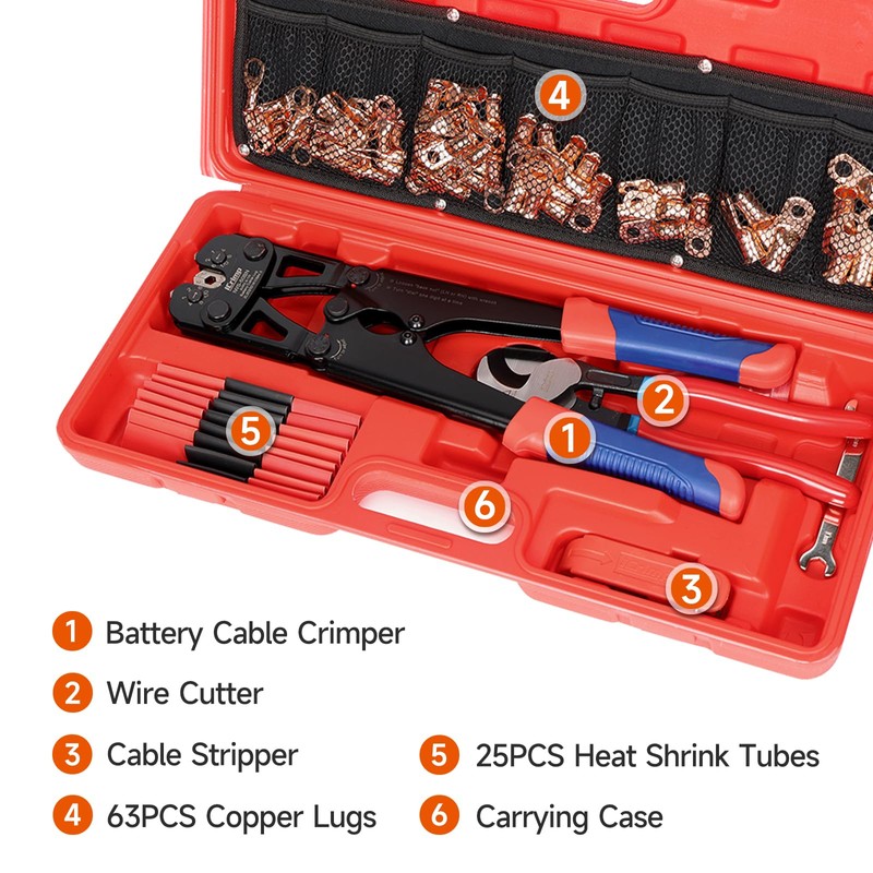 iCrimp Battery Cable Lug Crimping Tool Kit for 8-1/0 AWG