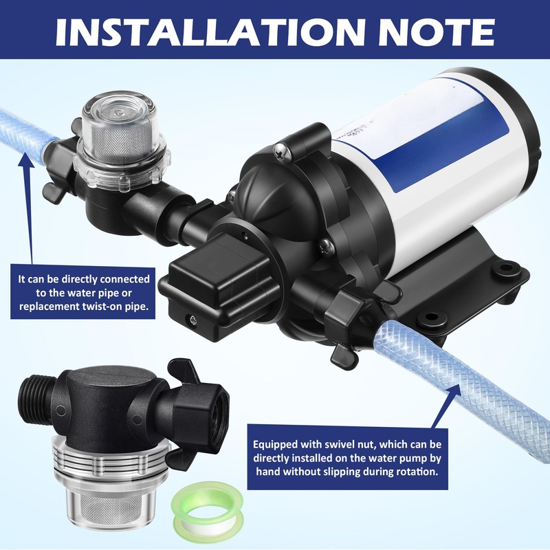 Dreyoo Water Pump Strainer Filter, Compatible with Shurflo Swivel Nut