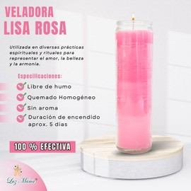 Velas lisas de parafina | Color a elegir | Para rituales, meditación y relajación| Atraer energías | Para eventos sociales | 20 cm x 5.5 cm | 1 pieza | 100% de parafina| (Rosa)