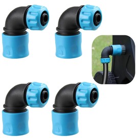 Hose Connector, Set of 4 Garden Hose Quick Coupling 12-13 mm, Hose Coupling Set, 90 Degrees, Angle Adapter, for Garden Watering, Watering, Car Wash (Blue)