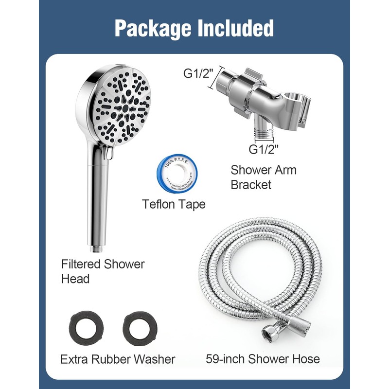 Filtered Shower Head with Handheld, BOWGER 6 Modes High Pressure