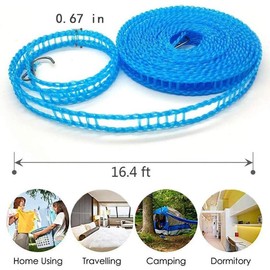 Clotheslines 3Pack Blue Pink Green 1.64ft Length Clothes Drying Rope Portable Windproof 5m Clothesline for Camping Travel Indoor Outdoor Laundry Clothes Line - Color: Blue&green&pink, Size: 3 PACK