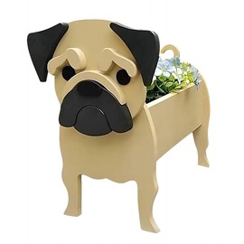 Bamboo's Grocery LoKii Meat Color Pug Dog Planter, Cute Dog Plant Pot, Animal Shape Plant Containers, for Outdoor Indoor and Garden Decoration Plants