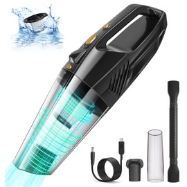 Handstaubsauger Akku, Auto Handstaubsauger Kabellos mit LED-Licht, Mini Tragbarer Staubsauger Tierhaare für Haus, Haustier und Auto, 120 W Leistungsstarker Handstaubsauger für Nass und Trocken