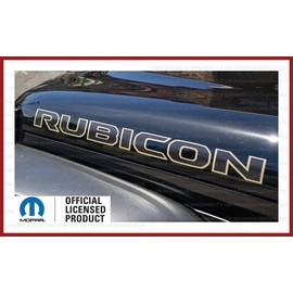 Decal Mods Rubicon Hood Graphic Vinyl Decal fits Jeep Rubicon/Gladiator JL/JT (2018-2024) Black w/392 Bronze Outline FB392O (Set of 2) | FJ5S3