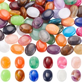 SOFPLATE 1 Box 100pcs Oval Spacer Beads Oval Stone Beads Elliptical Acrylic Imitation Gemstone Colorful Stones Shaped Beads for Jewelry Bracelet Necklace Making DIY Crafts Supplies Accessories