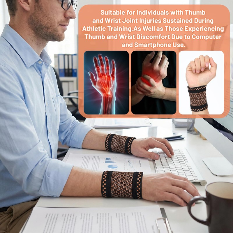 Neyauo 2 Pcs Wrist Compression Sleeve, Wrist Brace Elastic Soft