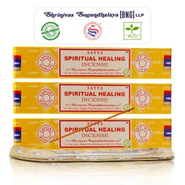 Satya Spiritual Healing Incense Sticks, Satya Bng (Bangalore) Insenses 15gmx3 Pack with Raajsee Incense Holder Bundle, Satya Nagchampa Natural Incense