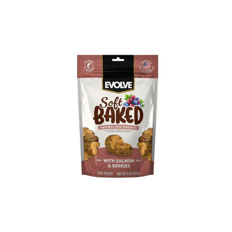 Evolve Soft Baked Salmon & Berry Recipe Dog Biscuits, 8