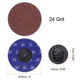 sourcing map 25pcs Quick Change Sanding Discs 3" 24 Grit R-Type Roll Lock Aluminum Oxide Conditioning Disc Sandpaper for Die Grinder Grinding Fast Cutting, Red Brown