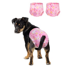 Pet Soft Dog Diapers Female, Disposable Female Dog Diaper, Doggie Diapers for Cat Puppy with Adjustable Foam Tail Hole(Pink,12XS)