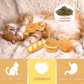 Rhdekoein Catnip Toy French Bread Toy Cat Toys Plush Catnip Kitten Interactive Gift for Cats Cat Lovers Pack of 6