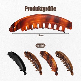 4 Stück Banana Clip,lange Haarspangen, Banana Hair Clip, Bananenspange Haare, Bananen Haarspange, haarspangen damen dünnes haar, Haarspange für Feines Haar, Menge der Dünnen Haare(11CM A）