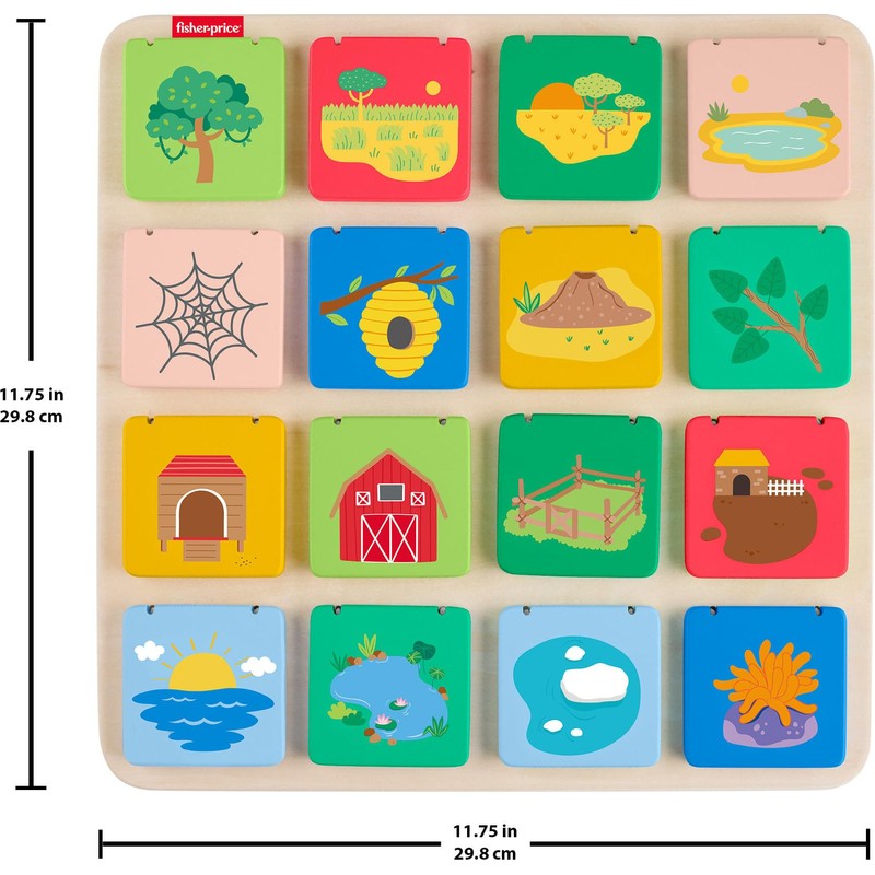 Fisher-Price Wood Preschool Toy Lift & Reveal Board, Early Learning