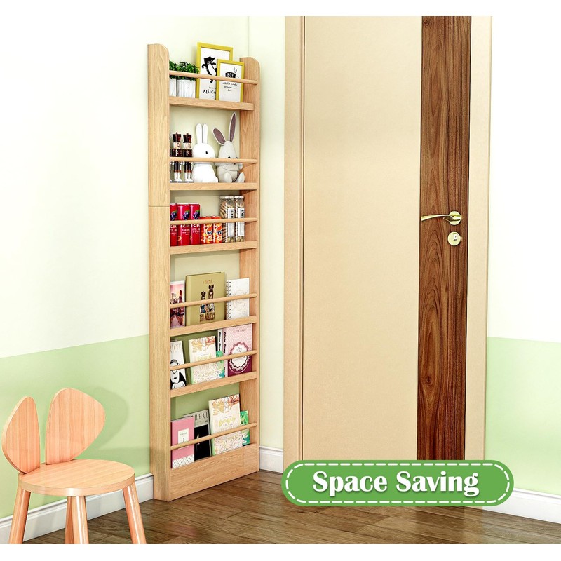 DINFOX 6 Tier Behind The Door Bookshelf, Kids Bookcase Rack