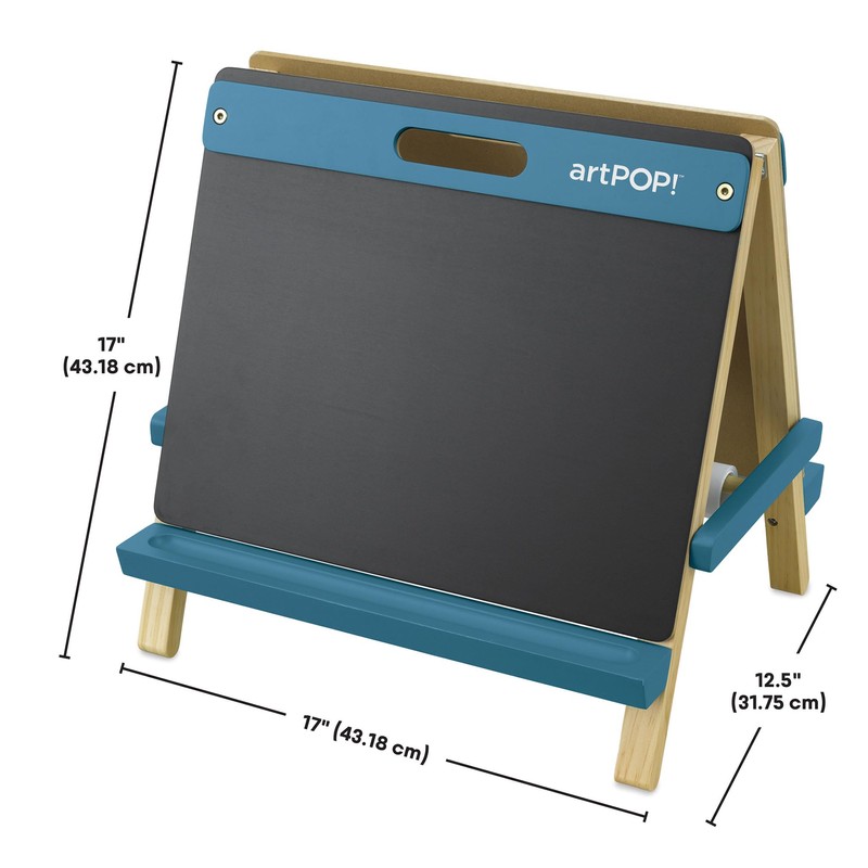 artPOP! Kids' 3-in-1 Tabletop Easel, Double-Sided Easel with Wooden Frame,