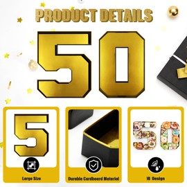 WERNNSAI 50 Cardboard Numbers for Charcuterie - 50th Birthday Charcuterie Board Box Fillable Number Food Tray Snack Cupcake Paper Mache Box for 50th Birthday Party Decoration Supplies