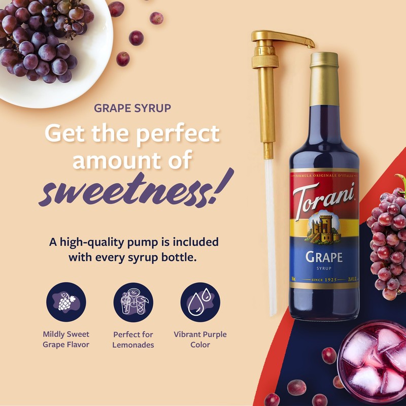 Torani Grape Syrup for Drinks, Flavoring for Iced Tea, Lemonade,
