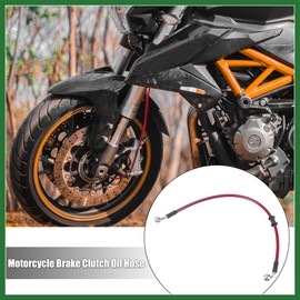 Motoforti Universal 50cm 19.69" Motorcycle Brake Clutch Oil Hose Line Pipe Hydraulic Reinforced Stainless Steel Braided Red Long-lasting