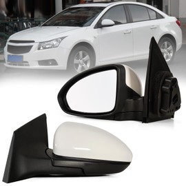 Lqito left Driver Side Mirror Fits 2011-2015 Chevy Cruze Sedan/Hatchback with Power Glass without Heated without Turn signal Match Summit White Replace GM1320420 (3 Pins)