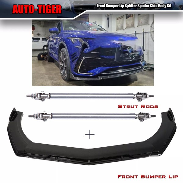 Unbranded Glossy Black Front Bumper Splitter Spoiler Kit For VW